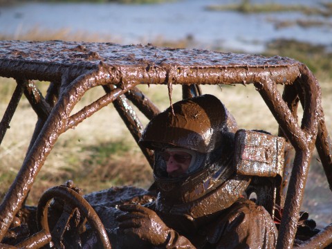 Finn Erik Løberg winner in the Unlimited Class having fun in the mud. 